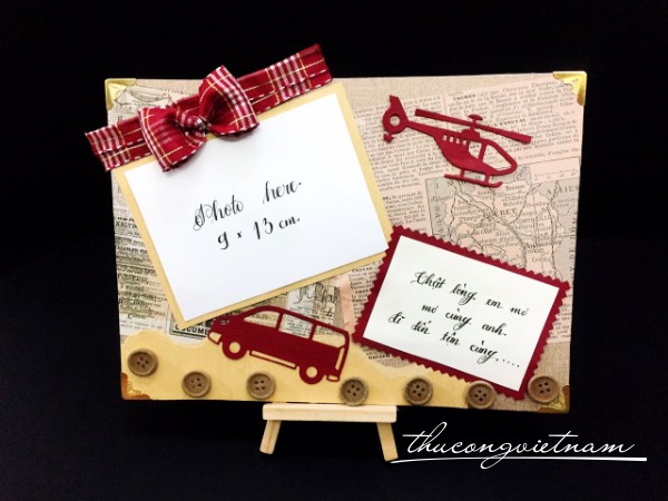 Khung ảnh giấy vintage có đế gỗ mẫu 1
